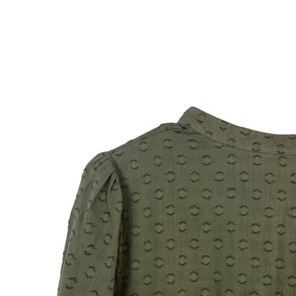 Emerson Fry India Collection Frances 3 Swiss Dot Organic Midi Dress Moss Size M - Picture 8 of 10